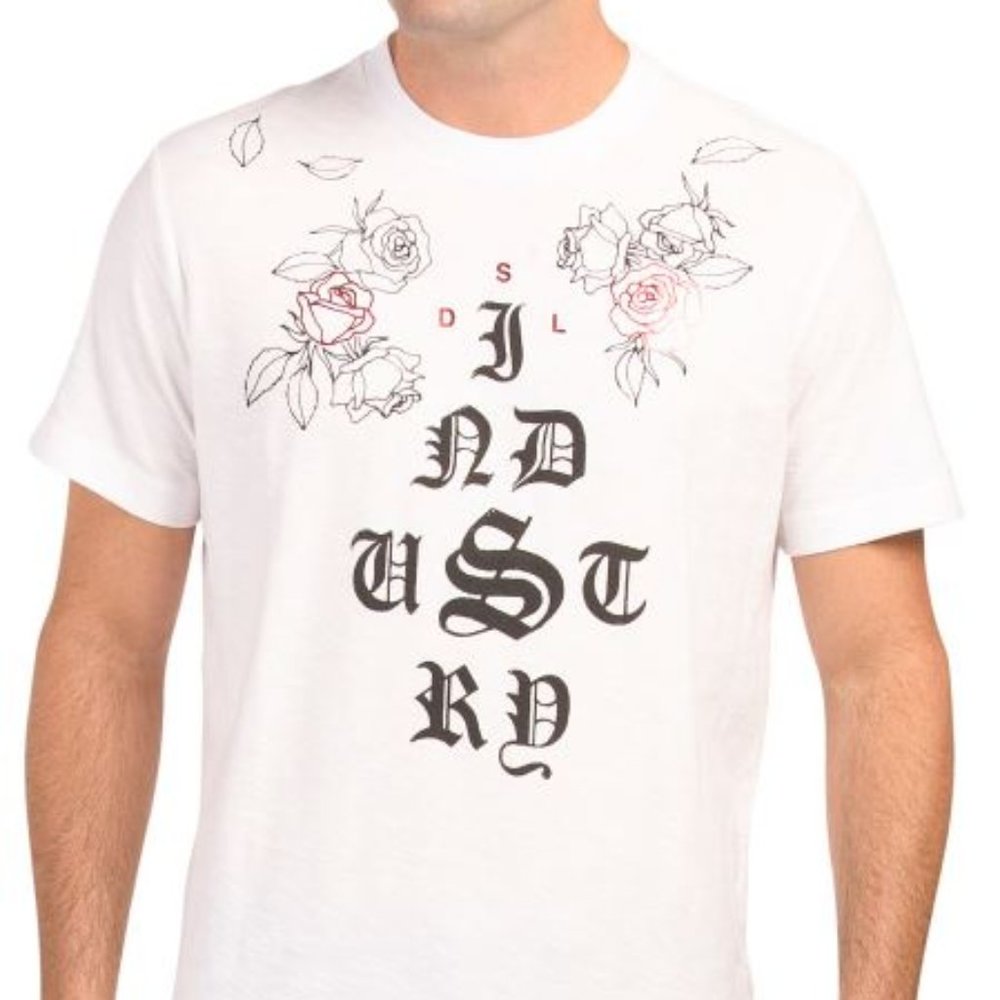 Diesel Men's T-Joe-QH T-Shirt White Black Red Rose